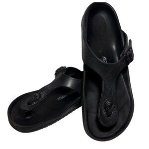 Birkenstock Sandals Kids Size 33 1.5-2 EVA Gizeh Black Adjustable Strap